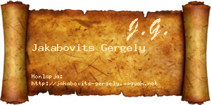 Jakabovits Gergely névjegykártya